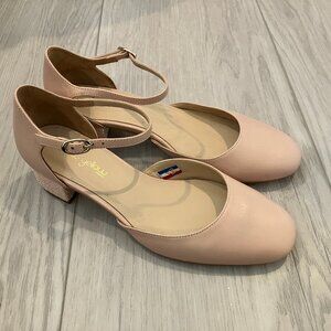 Mellow Yellow Ballet Pink Heels with Glitter